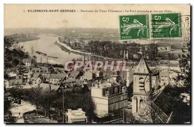 Villeneuve-Saint-Georges — Panorama do Vieux Villeneuve — Le Pont suspendu e vista sobre Ablon — O. Liva, Paris