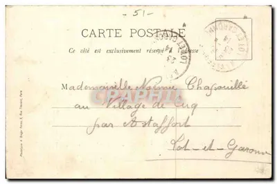 De locaties van de Marne, afdaling van de Varenne — Restaurant 'Le Chalet Belle Vue' — uitgever Phalétron, n° 51 — Achterkant