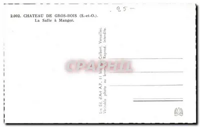 Castelo de Gros-Bois — Sala de Jantar — Ed. d'Art A.P., n° 2.002 — Verso