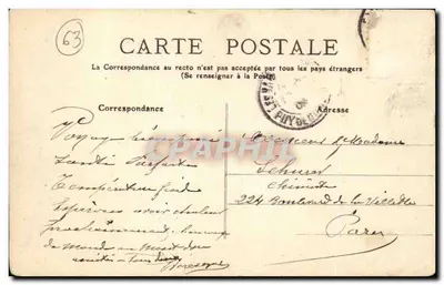 Mont-Dore — A Rue Ramond-Bertrand — Editor P. de Dome, n° 624 — Verso