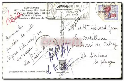 L'Auvergne — paisaje, castillo, lago y ruinas — Mexichrome — Reverso