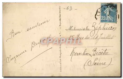 Paesaggio sull'Allagnon — Passaggio di un treno della Cie I.Ô — L'Auvergne Illustrée 4705 — Verso