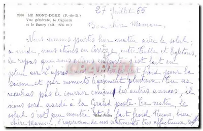 Le Mont-Dore (P.-de-D.) — Vista geral, o Capucin (alt. 1886 m.) — Réal-Photo — Verso