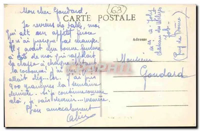Job — Ogólny widok (strona południowa) — Auvergne, seria A08 — wydawca L'Auvergne — Rewers