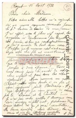 Royat — Trasa Doliny. Zbrojona świątynia (XI wiek) — G. D'O. - 1159 — Rewers