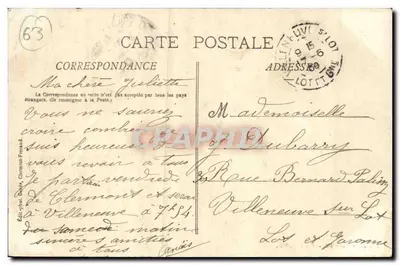 Clermont-Ferrand - Place Delille — Fontaine centralna, tramwaj i piesi — Wyd. fot. Clermont-Ferrand, nr 63 — Rewers