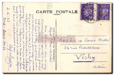 Interior de la Iglesia - Monumento Histórico (siglo XII) — Royat-les-Bains, Auvergne — editor J. Gantier, n.º 428 — Reverso