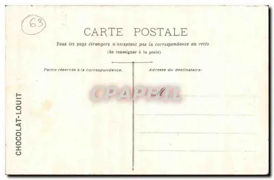 Statua Blaise Pascala — Puy-de-Dôme — wydana dla CHOCOLAT-LOUIT — Rewers