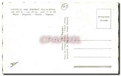 Lac d'Aydât — widok panoramiczny z jachtami — Éditions de l'Hôtel de Ville, Vichy — Rewers