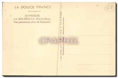 La Bourboule (Puy-de-Dôme) — Widok panoramiczny z funikulera — Les Éditions d'Art Y. VOR, Paryż — Rewers