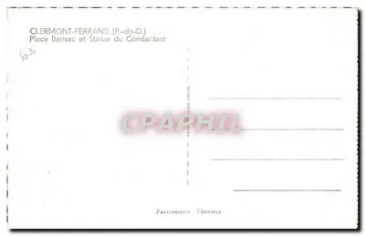 Clermont-Ferrand — Piazza Bansac e Statua del Combattente — Fotografia Véritable — Verso