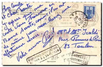 Puy de Dôme — widok panoramiczny z hotelami — La Cigogne — Rewers