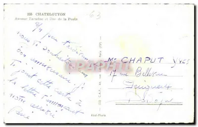 Widok ulicy Lefebvre w Châtelguyon — wydawca C.A.P. (55) — nr 235 — Rewers