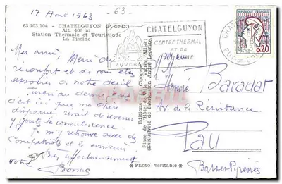 A Cigogne — Estação Termal e Turística Châtelguyon — Edições do Hotel-de-Ville — Verso