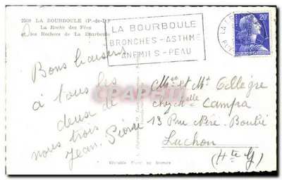 La Bourboule (P.-de-D.) — La Roche des Fées i Rochers de La Bourboule — Wydawnictwo Elcée — Rewers