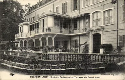 Bourbon-Lancy — Restaurante e Terraço do Grande Hotel — Chandieux, imp.-édit.