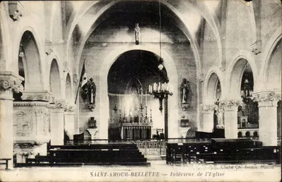 Saint-Amour-Bellevue — Interior da Igreja — Cliché Ch. Bridon, Mâcon