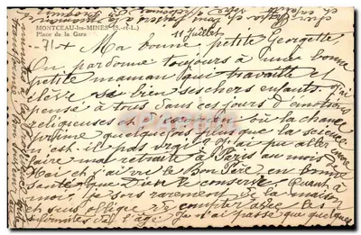 Montceau-les-Mines — Praça da Estação — Éditeur Dim — Verso