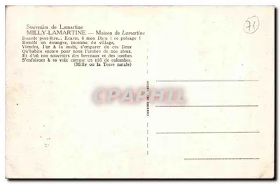 Milly-Lamartine — Dom Lamartine — Pamiątki Lamartine — Rewers