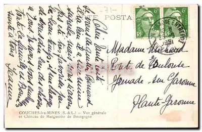 Couche-les-Mines — Castelo de Marguerite — editor DIEBLA, n°71 — Verso