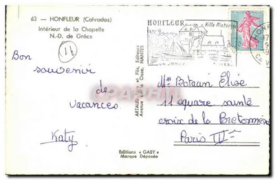 Wnętrze kaplicy N.-D. de Grâce — Honfleur (Calvados) — Wydawnictwo Gaby — Rewers