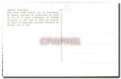 Ablon (Calvados) — local de Notre-Dame de Bonnes Nouvelles de Crémanville — n° 00014 — Verso