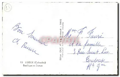 Basílica do Sagrado Coração de Montmartre — Estátua de Santa Térèsa — Edição GALEF, Paris — Verso