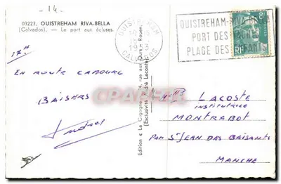 O porto das comportas em Ouistreham — A Garça, edição André Leconte — Verso