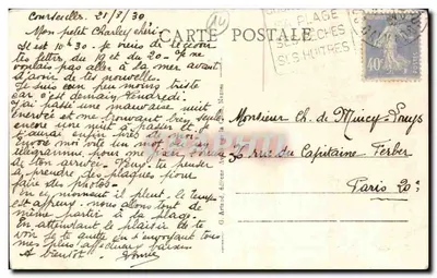 COURSEULLES-sur-MER — Panorama da Praia — G. Artaud, editor — Verso