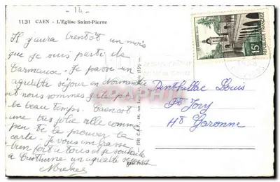 Caen - La Chiesa di San Pietro — vista della facciata e del campanile — editore Réal.Photo, n. 1131 — Verso