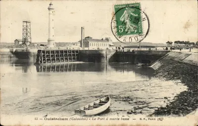 Ouistreham (Calvados) — O Porto com maré baixa — B.F., Paris