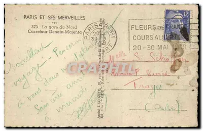 Parigi — La stazione del Nord e il caffè Martini — editore Guy, n°370 — Verso