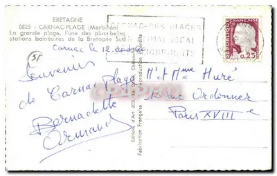 Carnac-Plage — Wielka plaża, jedna z najpiękniejszych stacji wypoczynkowych południowej Bretanii — Wydawnictwo Sztuki JOS — Rewers