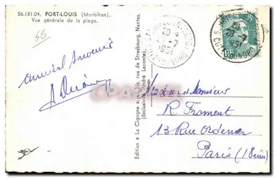 Port-Louis (Morbihan) — Ogólny widok plaży — Wydawnictwo «La Cigogne» — Rewers