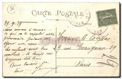Carnac (Morbihan) — Wyrównania Menec — Artaud et Nozins, Nantes, nr 5 — Rewers