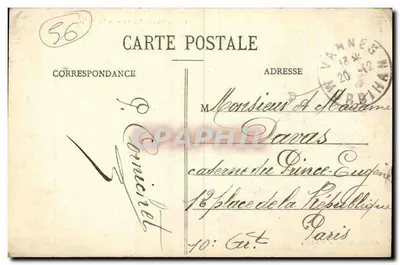 VANNES - Anse de Roguédas — Stara pocztówka n°1734, wydane przez Callebouy Frères — Rewers