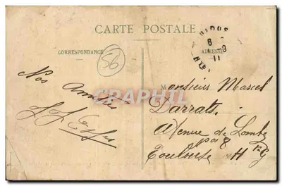 Zwrotka z AURAY — Trzy Małżeństwa Połączone — Małżonkowie, Chłopcy i Dziewczyny Honorowe tańczące Jabadao — kolekcja H. Laurent, Port-Louis — Rewers