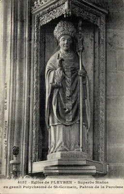 Estátua de São Germain na Igreja de Pleyben — Editor: E. Hamonic, n° 4157