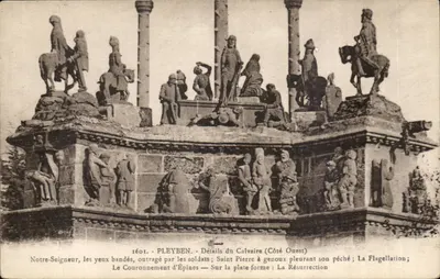 Pleyben - Detalhes do Calvário (Lado Oeste) — editor Le Dosneau Châtenlin, n° 1601