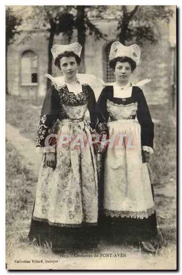 Duas mulheres com trajes de Pont-Aven — Coleção Villard, Quimper — n° 1615