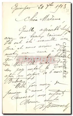 Quimper — Catedral, retrato de um jovem homem e de uma mulher, paisagem — Cliché Anglaret, n°385 — Verso