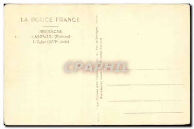Lampaul (Finistère) — L'Église (XVIe siècle) — Les Éditions d'Art Yvon, Rue de Bretagne — Verso