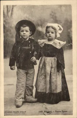 Crianças em trajes tradicionais — Élliant — Faturs Epoux — Coleção VILLARD, Quimper, n° 1165