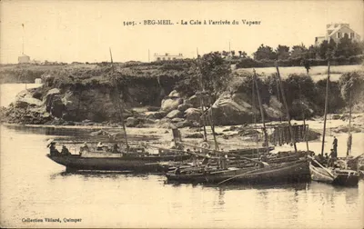 Beg-Meil - A Cale na chegada do vapor — Coleção Villard, Quimper, n° 3405