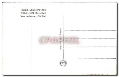 Escuela misionera de Menil-Flin — vista aérea lado sur — Imprenta en Francia — Reverso