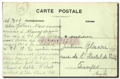 Nancy — O Hotel de Ville (século XVIII) — Maison des Magasins Réunis, editor, Nancy — Verso