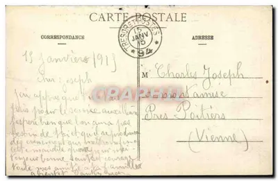 Ste-Geneviève (M.-et-M.) — Dom rodziny Pana Kanonika Thouvenina bombardowany i spalony 6 września 1914 przez niemieckie oblicza — wydawca nie widoczny — Rewers