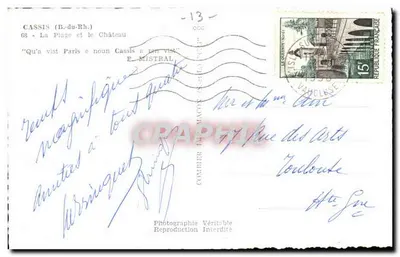 Cassis — Plaża i Zamek — Wydawca: Graphiphil, nr 13 — Rewers