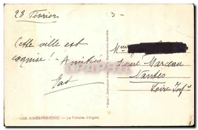 Aix-en-Provence — A Fonte de Prata — editor Rolle, n°1.008 — Verso