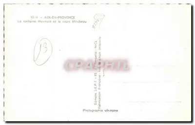 Aix-en-Provence — A fonte termal e o curso Mirabeau — Edições S.E.P.T. - 35, 84 - Garbella - NICE — Verso